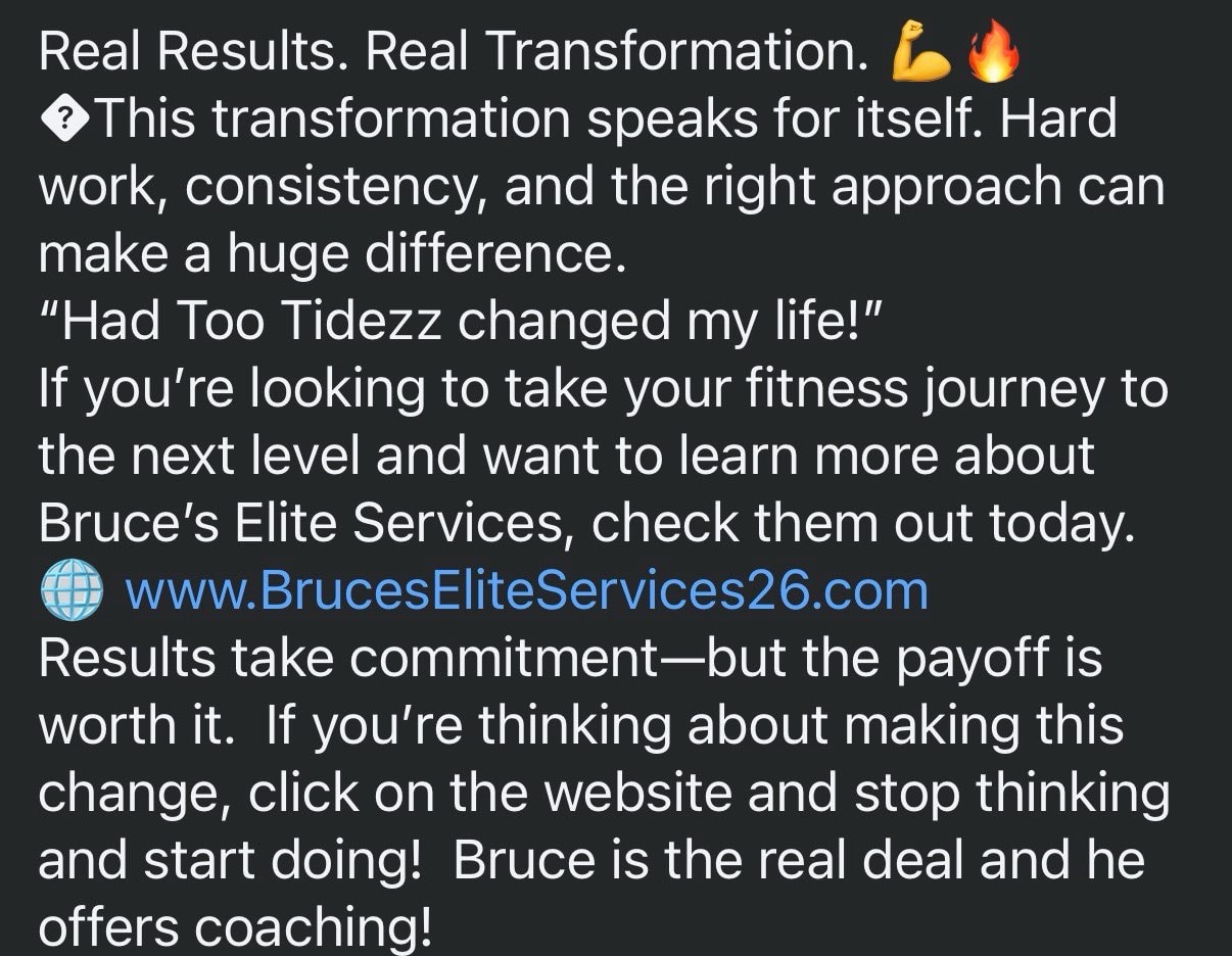 David Payne's testimonial statement about Bruce's Elite Services coaching